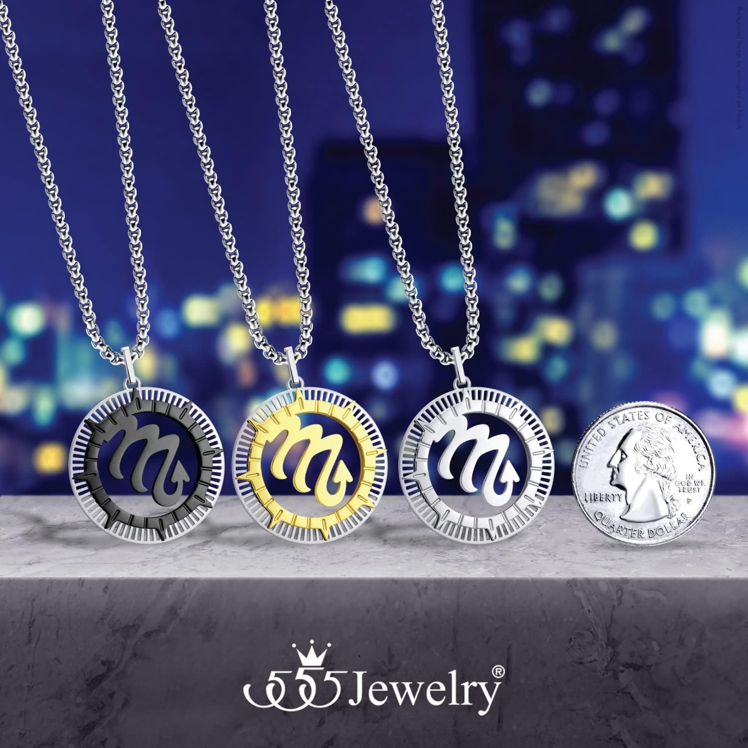 image:image555Jewelry Stainless Steel Horoscope Zodiac Sign Necklace Pendant for Men amp Women Scorpio SilverGold