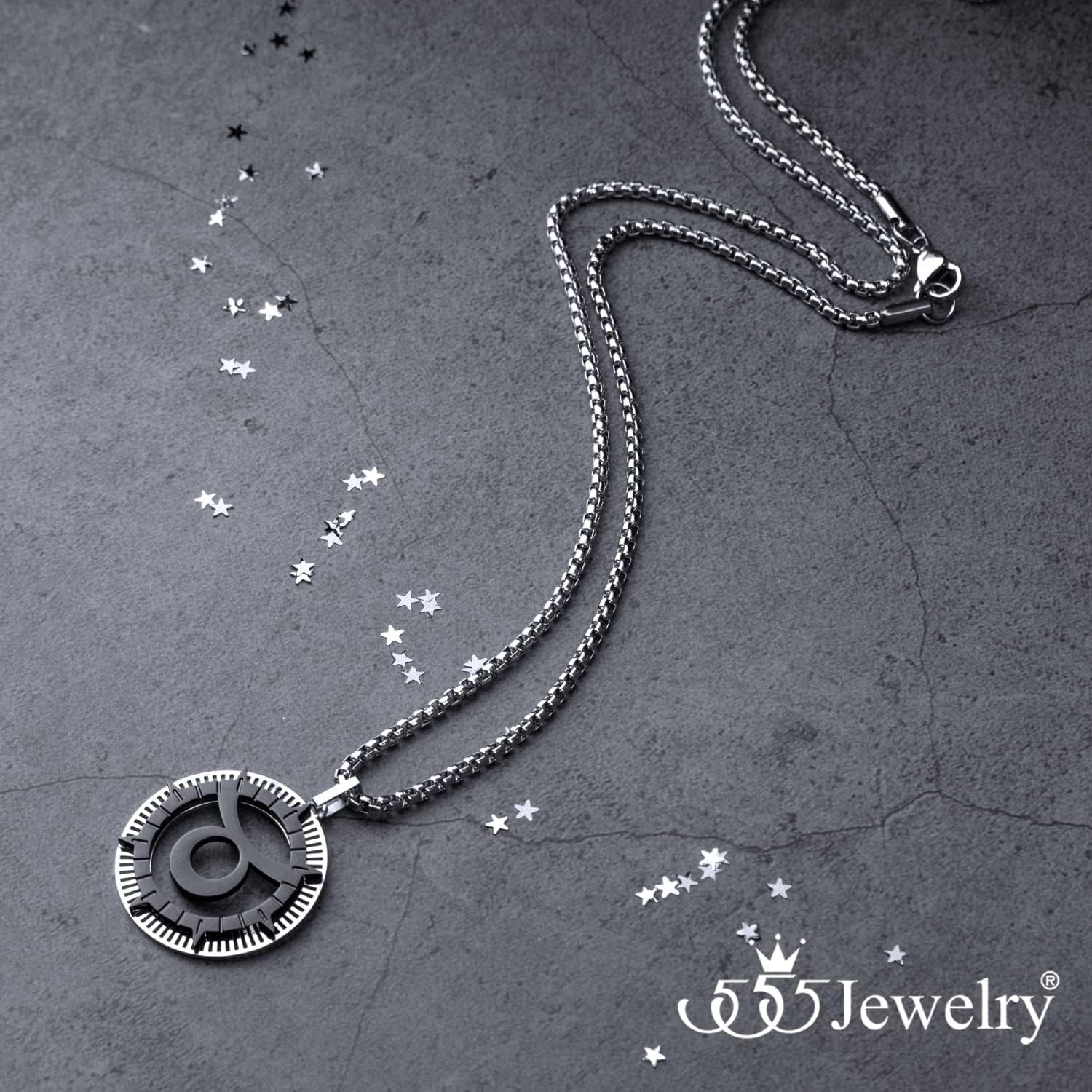 image:image555Jewelry Stainless Steel Horoscope Zodiac Sign Necklace Pendant for Men amp Women Taurus SilverBlack