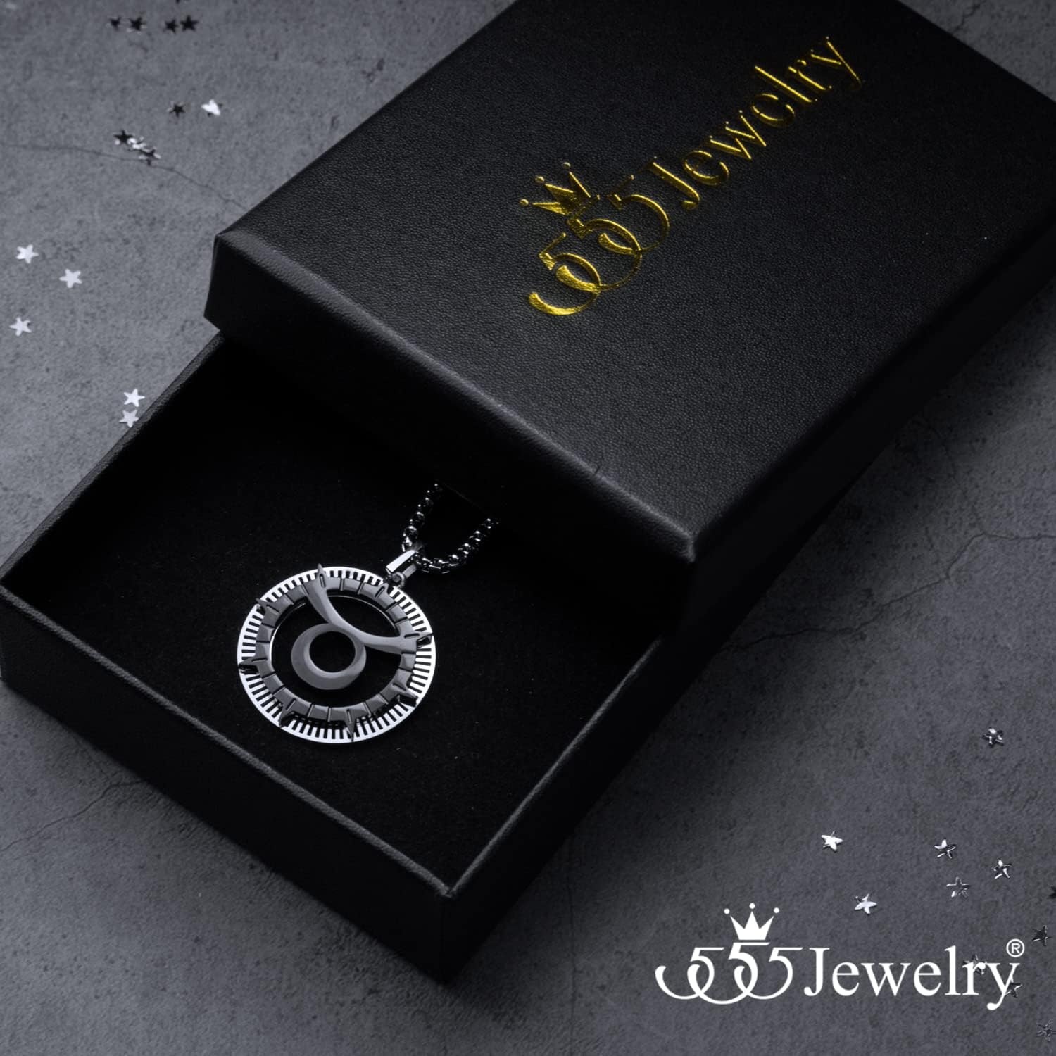 image:image555Jewelry Stainless Steel Horoscope Zodiac Sign Necklace Pendant for Men amp Women Taurus SilverBlack