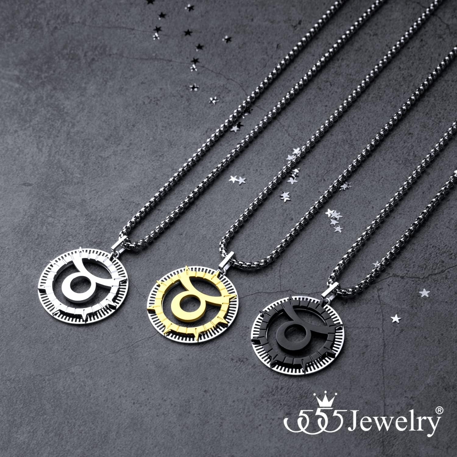 image:image555Jewelry Stainless Steel Horoscope Zodiac Sign Necklace Pendant for Men amp Women Taurus SilverGold
