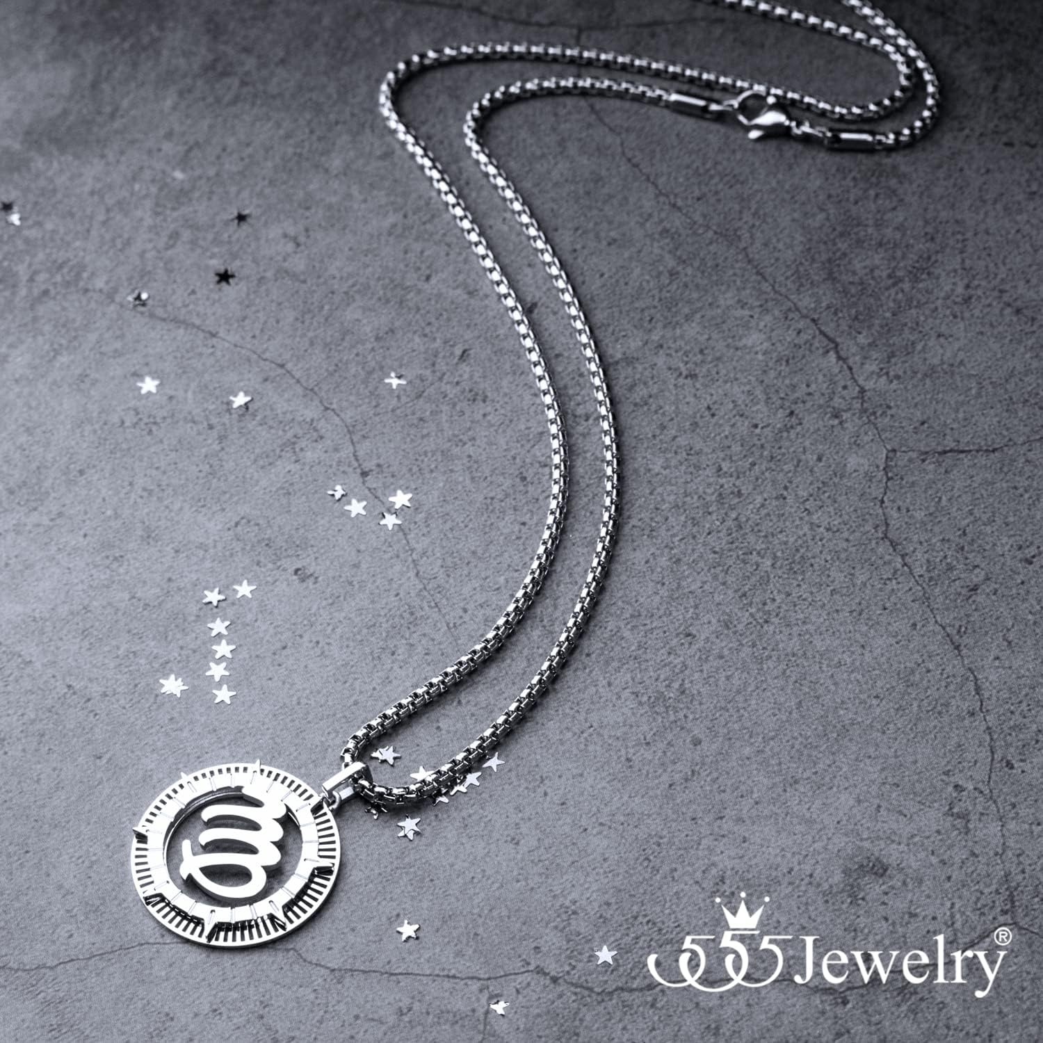 image:image555Jewelry Stainless Steel Horoscope Zodiac Sign Necklace Pendant for Men amp Women Virgo Silver