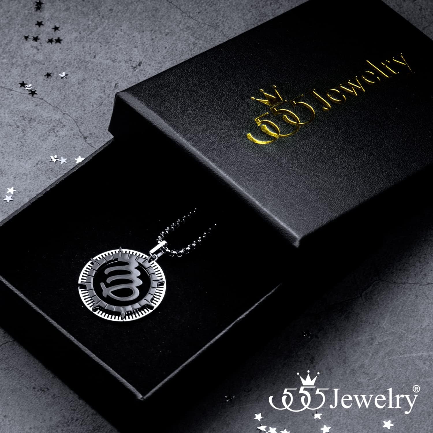 image:image555Jewelry Stainless Steel Horoscope Zodiac Sign Necklace Pendant for Men amp Women Virgo SilverBlack