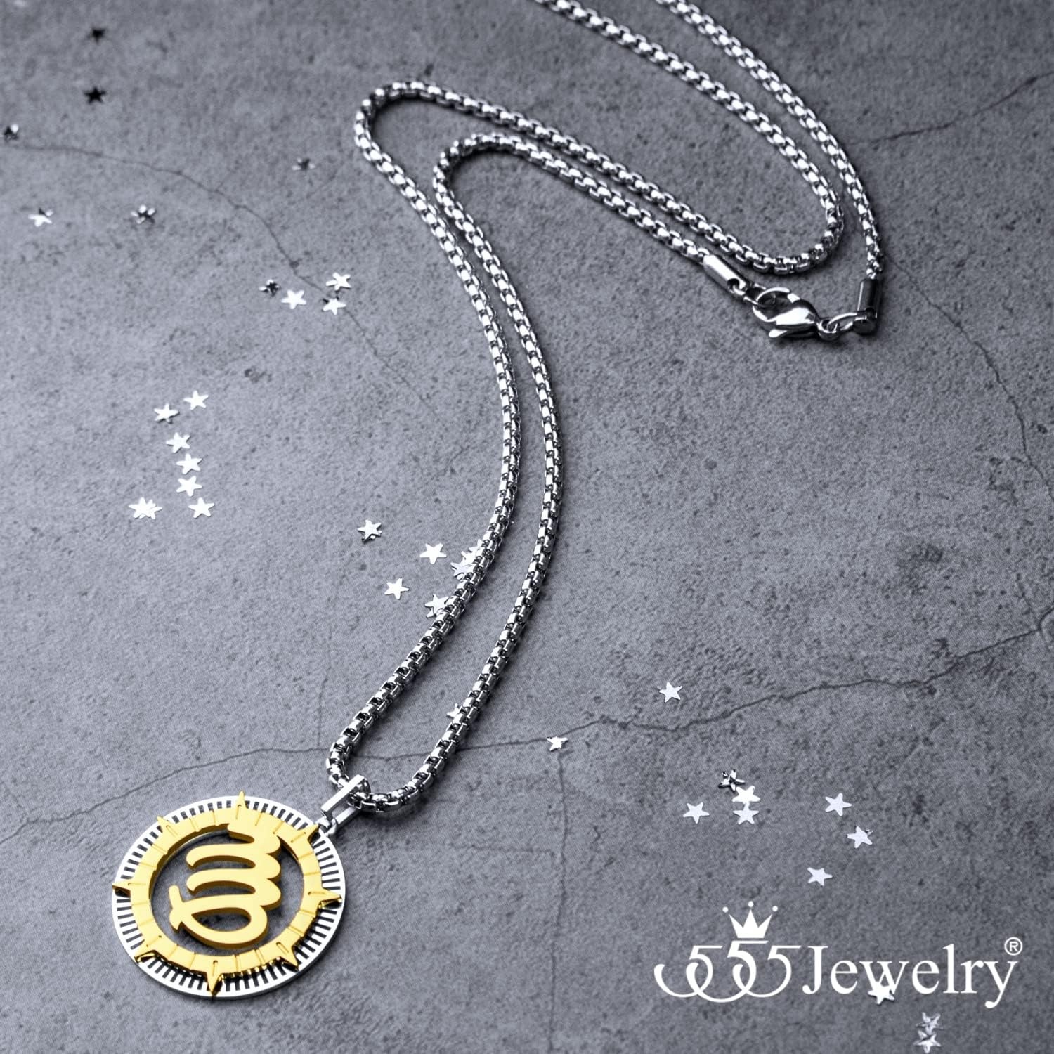 image:image555Jewelry Stainless Steel Horoscope Zodiac Sign Necklace Pendant for Men amp Women Virgo SilverGold
