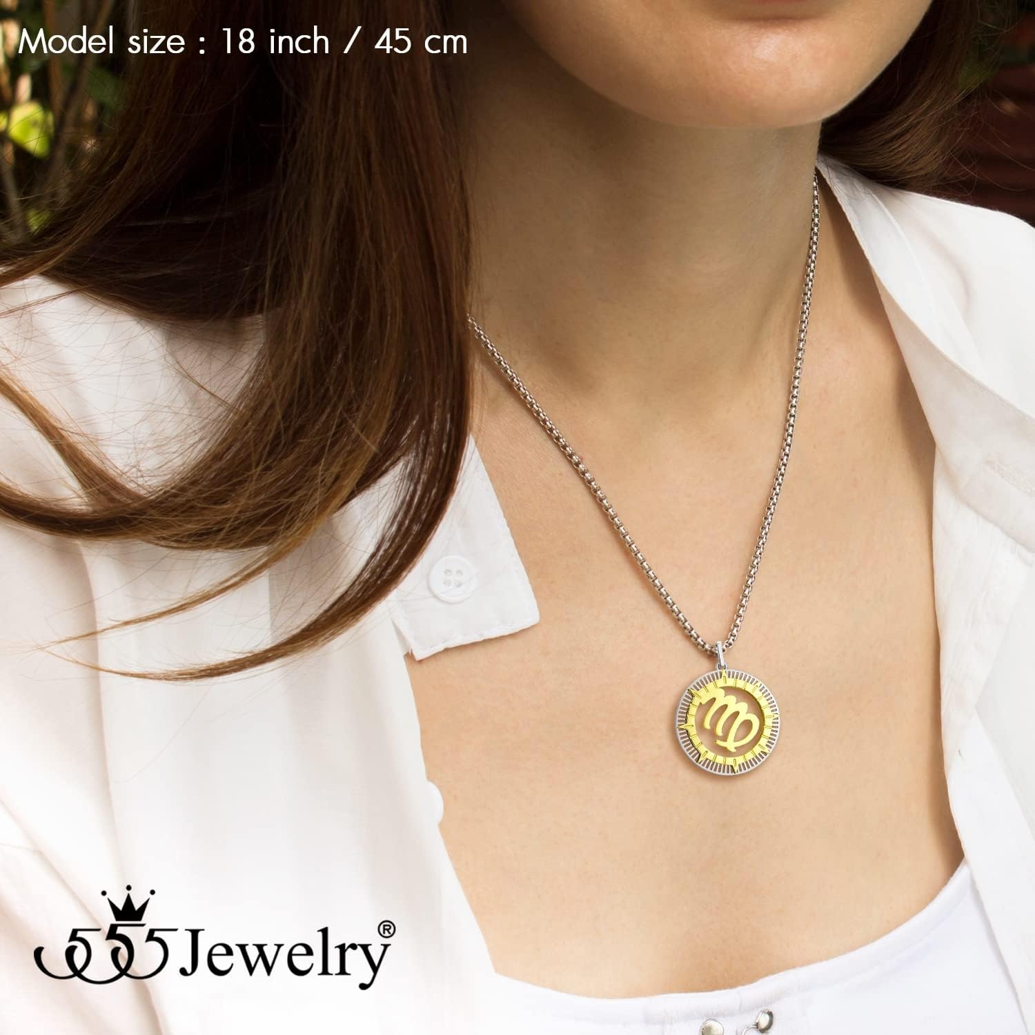 image:image555Jewelry Stainless Steel Horoscope Zodiac Sign Necklace Pendant for Men amp Women Virgo SilverGold