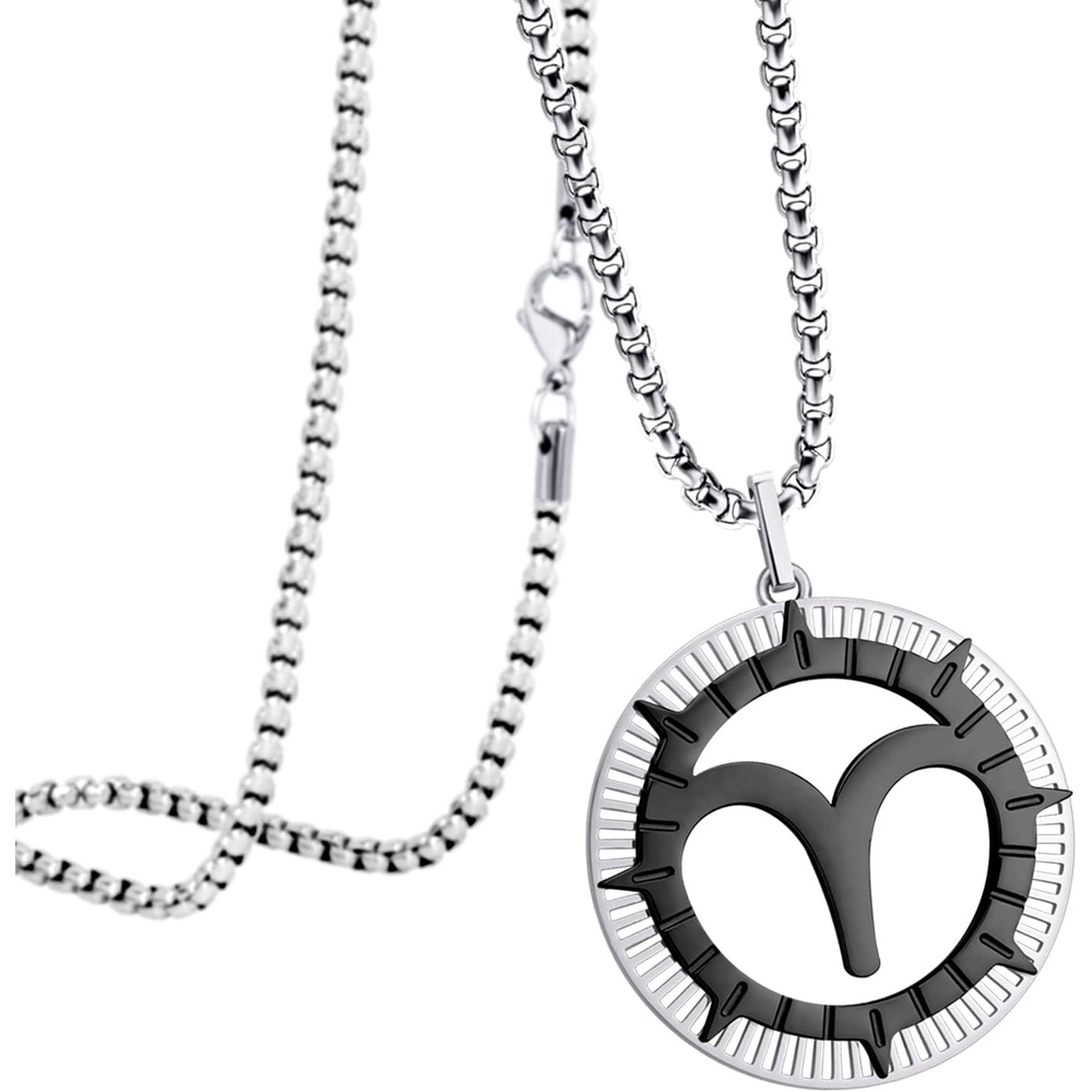 image:image555Jewelry Stainless Steel Horoscope Zodiac Sign Necklace Pendant for Men amp Women Aries SilverBlack