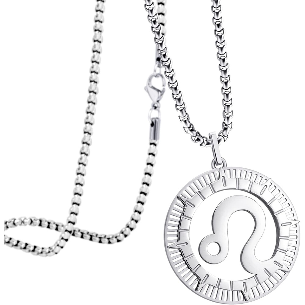 image:image555Jewelry Stainless Steel Horoscope Zodiac Sign Necklace Pendant for Men amp Women Leo Silver