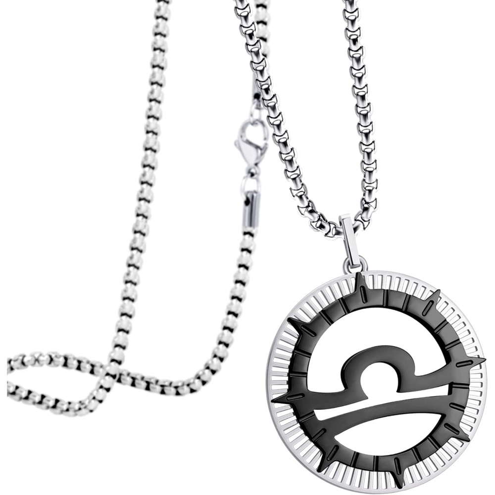 image:image555Jewelry Stainless Steel Horoscope Zodiac Sign Necklace Pendant for Men amp Women Libra SilverBlack