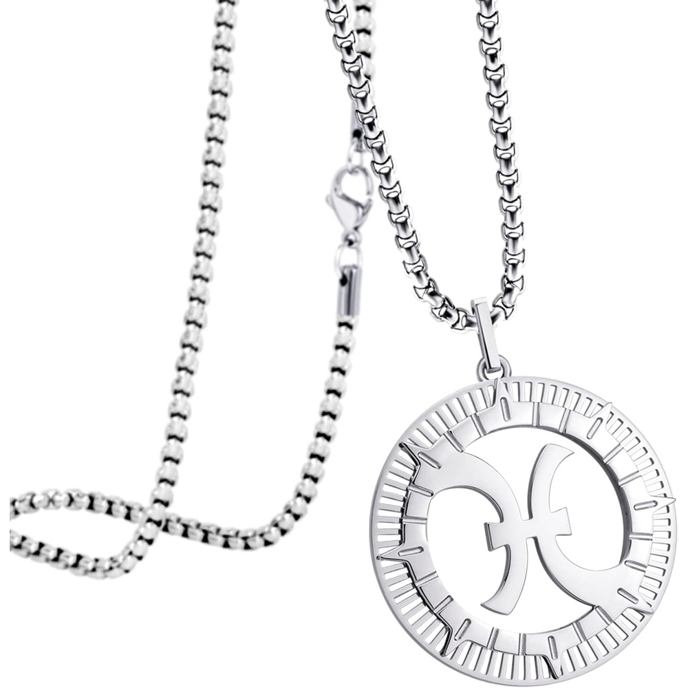 image:image555Jewelry Stainless Steel Horoscope Zodiac Sign Necklace Pendant for Men amp Women Pisces Silver
