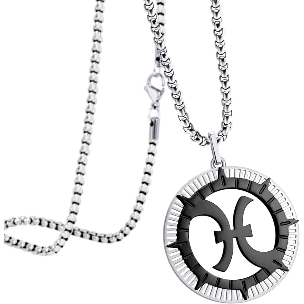 image:image555Jewelry Stainless Steel Horoscope Zodiac Sign Necklace Pendant for Men amp Women Pisces SilverBlack