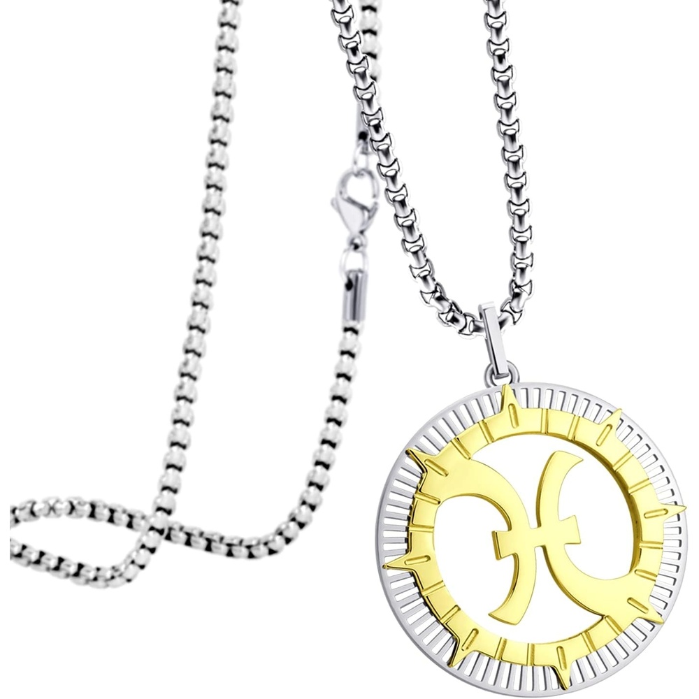 image:image555Jewelry Stainless Steel Horoscope Zodiac Sign Necklace Pendant for Men amp Women Pisces SilverGold