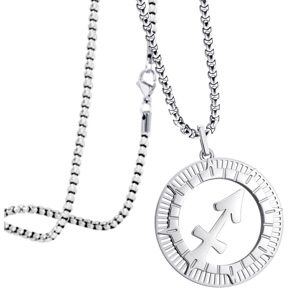 image:image555Jewelry Stainless Steel Horoscope Zodiac Sign Necklace Pendant for Men amp Women Sagittarius Silver