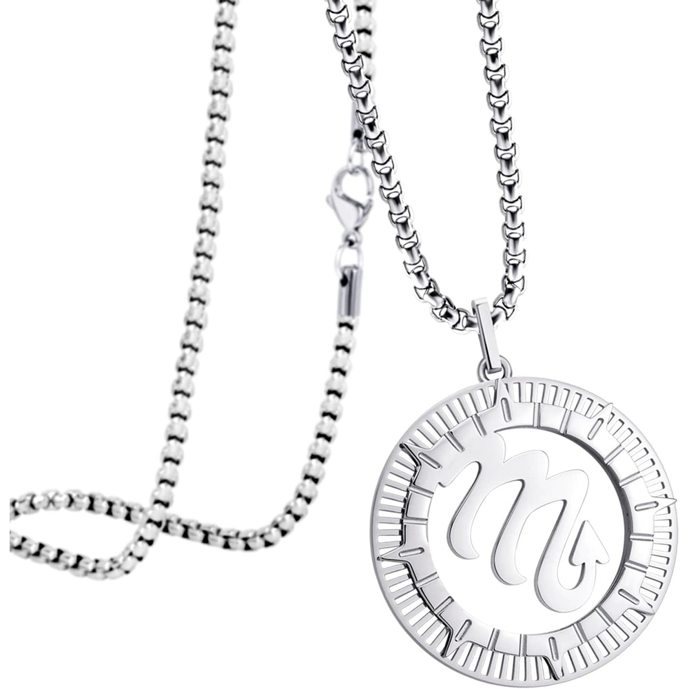 image:image555Jewelry Stainless Steel Horoscope Zodiac Sign Necklace Pendant for Men amp Women Scorpio Silver