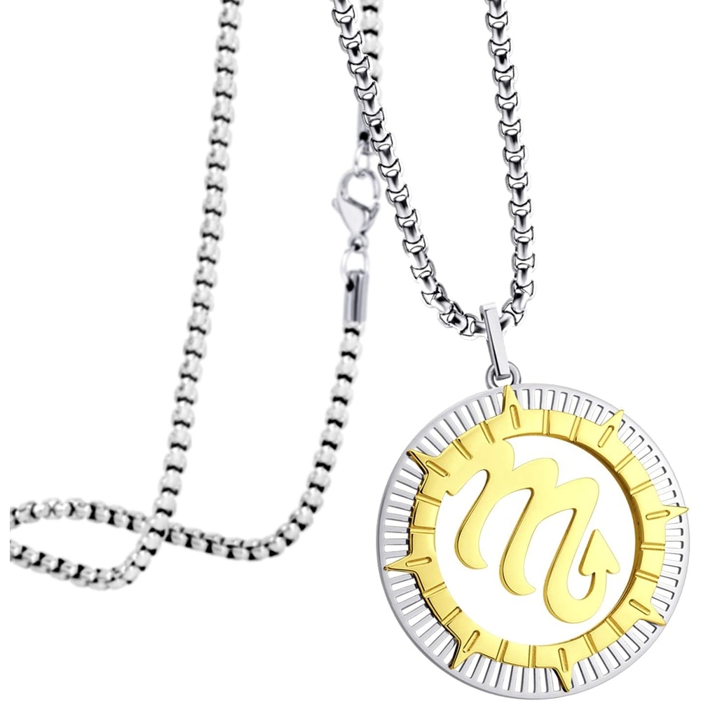 image:image555Jewelry Stainless Steel Horoscope Zodiac Sign Necklace Pendant for Men amp Women Scorpio SilverGold