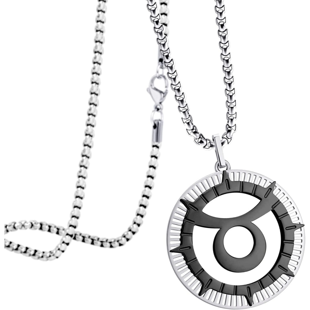image:image555Jewelry Stainless Steel Horoscope Zodiac Sign Necklace Pendant for Men amp Women Taurus SilverBlack