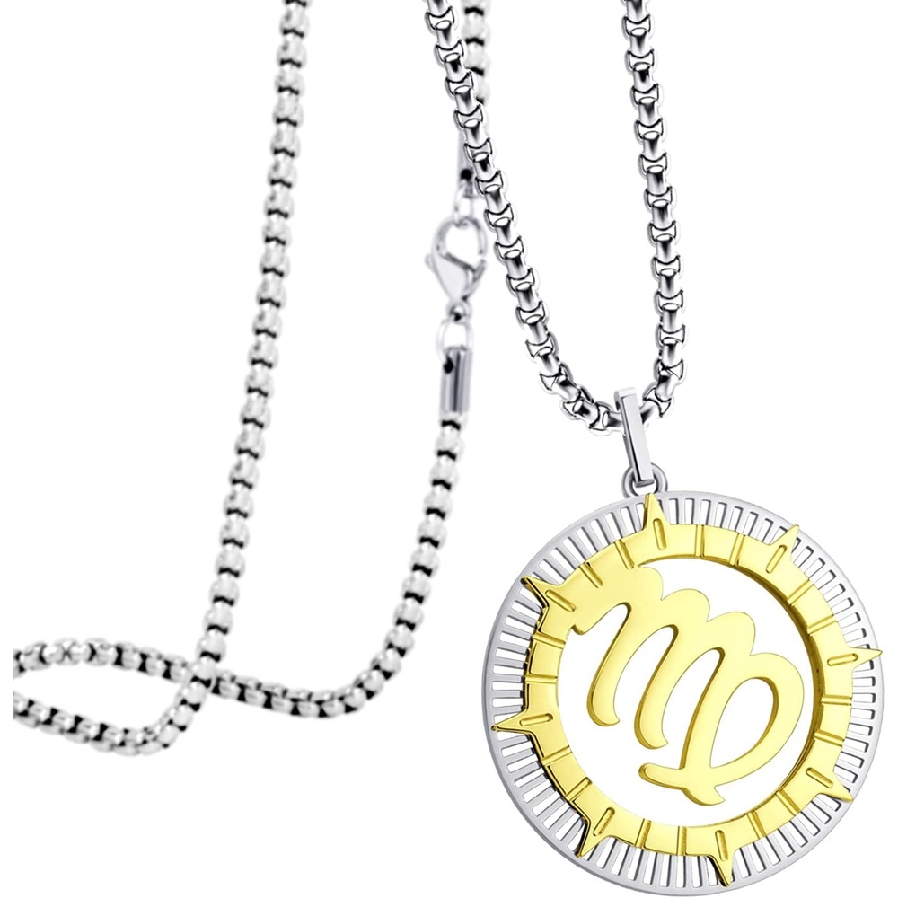 image:image555Jewelry Stainless Steel Horoscope Zodiac Sign Necklace Pendant for Men amp Women Virgo SilverGold