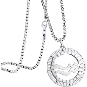 image:image555Jewelry Stainless Steel Horoscope Zodiac Sign Necklace Pendant for Men amp Women Aquarius  Silver