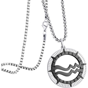 image:image555Jewelry Stainless Steel Horoscope Zodiac Sign Necklace Pendant for Men amp Women Aquarius  SilverBlack