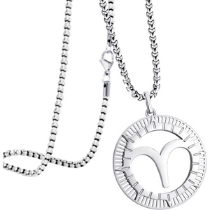 image:image555Jewelry Stainless Steel Horoscope Zodiac Sign Necklace Pendant for Men amp Women Aries  Silver