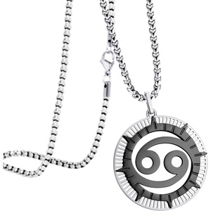 image:image555Jewelry Stainless Steel Horoscope Zodiac Sign Necklace Pendant for Men amp Women Cancer  SilverBlack