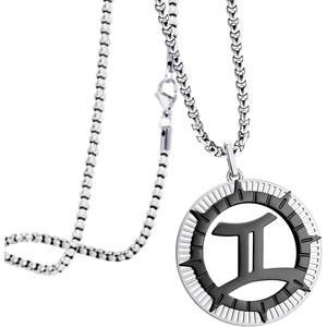 image:image555Jewelry Stainless Steel Horoscope Zodiac Sign Necklace Pendant for Men amp Women Gemini  SilverBlack
