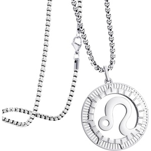 image:image555Jewelry Stainless Steel Horoscope Zodiac Sign Necklace Pendant for Men amp Women Leo  Silver