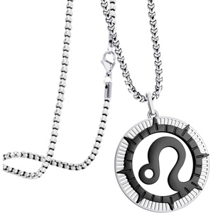 image:image555Jewelry Stainless Steel Horoscope Zodiac Sign Necklace Pendant for Men amp Women Leo  SilverBlack