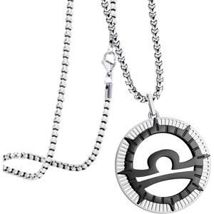 image:image555Jewelry Stainless Steel Horoscope Zodiac Sign Necklace Pendant for Men amp Women Libra  SilverBlack