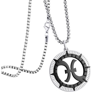image:image555Jewelry Stainless Steel Horoscope Zodiac Sign Necklace Pendant for Men amp Women Pisces  SilverBlack