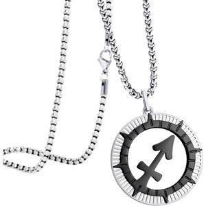 image:image555Jewelry Stainless Steel Horoscope Zodiac Sign Necklace Pendant for Men amp Women Sagittarius  SilverBlack