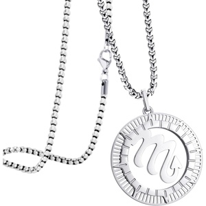 image:image555Jewelry Stainless Steel Horoscope Zodiac Sign Necklace Pendant for Men amp Women Scorpio  Silver
