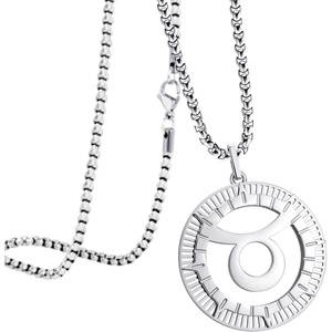 image:image555Jewelry Stainless Steel Horoscope Zodiac Sign Necklace Pendant for Men amp Women Taurus  Silver