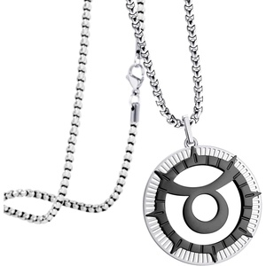 image:image555Jewelry Stainless Steel Horoscope Zodiac Sign Necklace Pendant for Men amp Women Taurus  SilverBlack