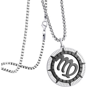 image:image555Jewelry Stainless Steel Horoscope Zodiac Sign Necklace Pendant for Men amp Women Virgo  SilverBlack