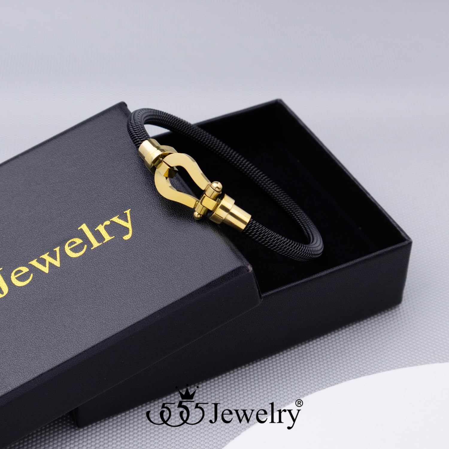 image:image555Jewelry Stainless Steel Simple Horseshoe Bangle Bracelet for Women Hypoallergenic UShaped Sideways Twisted Wire Bangle Bracelets for MenBlack