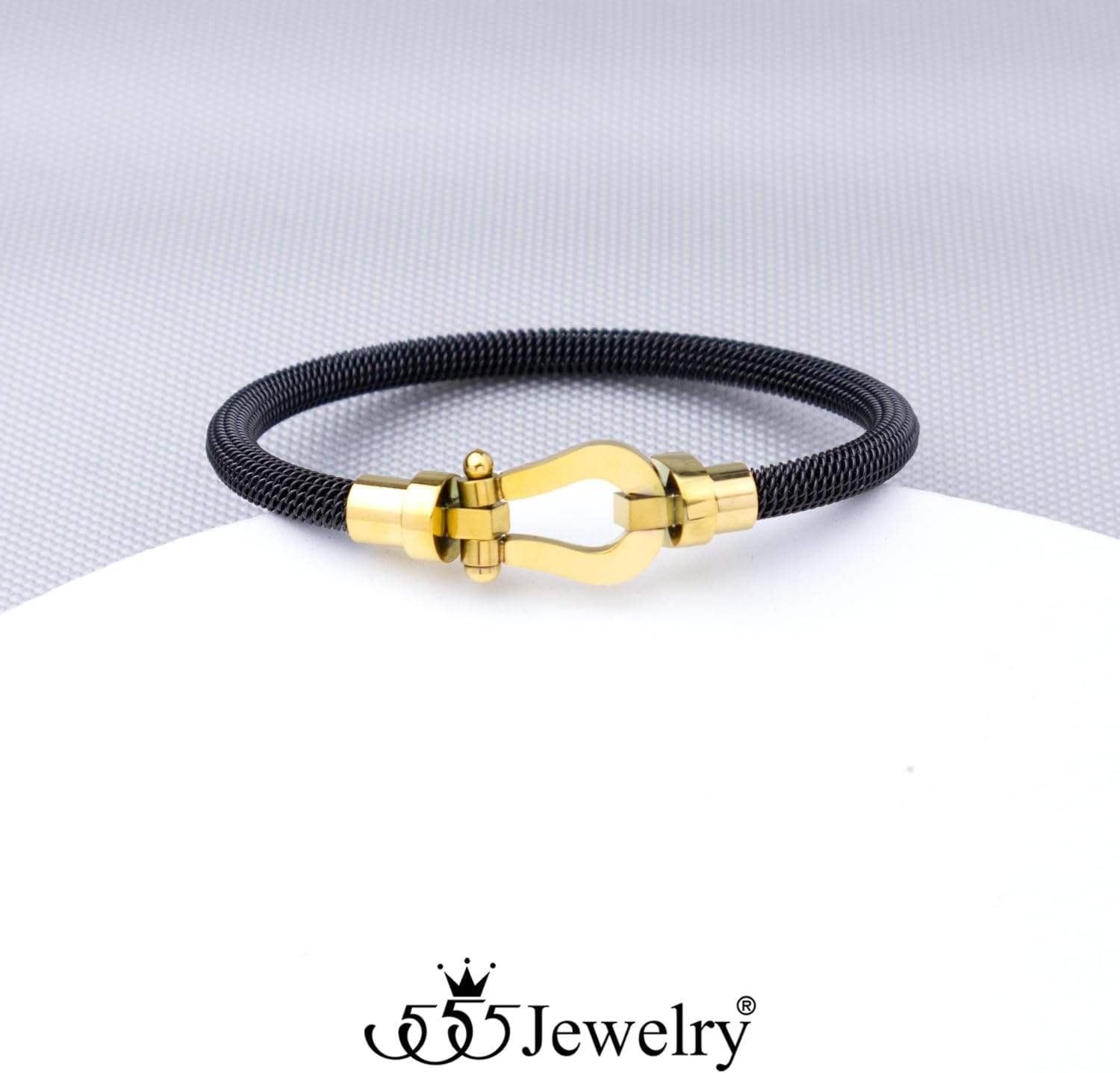 image:image555Jewelry Stainless Steel Simple Horseshoe Bangle Bracelet for Women Hypoallergenic UShaped Sideways Twisted Wire Bangle Bracelets for MenBlack