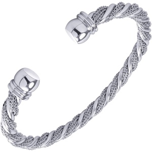 image:image555Jewelry Adjustable Stainless Steel Twisted Wire Cable Open Cuff Bangle Bracelet for Women amp LadiesSilver