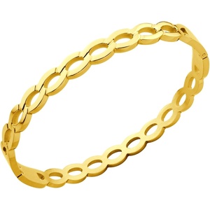 image:image555Jewelry Unisex Stainless Steel Chain Link Bangle Bracelet for Women Durable Curb Hinged Chain Pattern Bracelet for MenGold