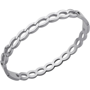 image:image555Jewelry Unisex Stainless Steel Chain Link Bangle Bracelet for Women Durable Curb Hinged Chain Pattern Bracelet for MenSilver